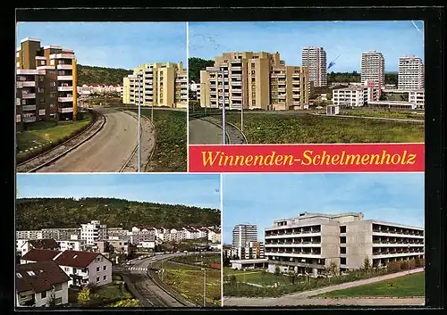 AK Winnenden-Schelmenholz, Ortspartie mit Hochhäusern