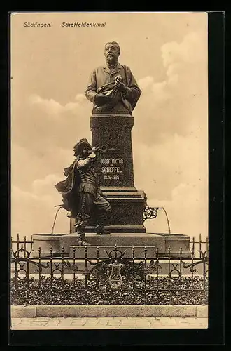 AK Säckingen, Das Scheffeldenkmal, mit Trompeter