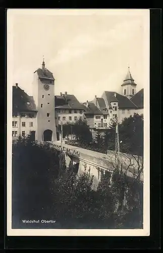 AK Waldshut, Obertor mit Brücke aus der Vogelschau