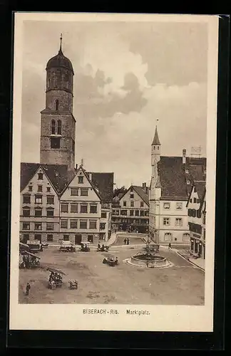 AK Biberach /Riss, Marktplatz aus der Vogelschau