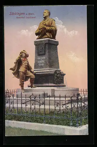 AK Säckingen /Rh., Scheffel-Denkmal mit Trompeter