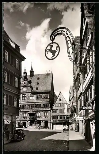 AK Tübingen, Marktplatz mit Rathaus