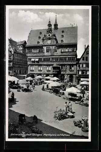 AK Tübingen, Marktplatz mit Rathaus