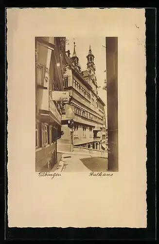 AK Tübingen, Strassenpartie am Rathaus
