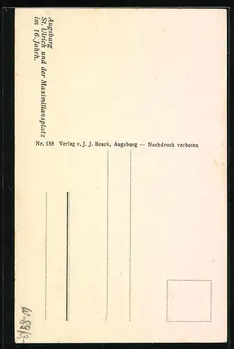 Künstler-AK Augsburg, St. Ulrich und der Maximiliansplatz im 16. Jahrh.