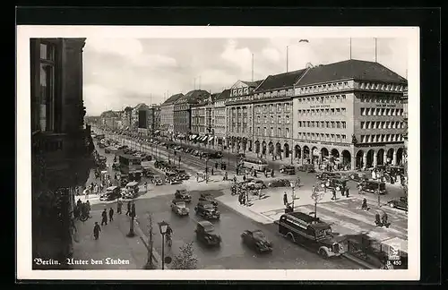 AK Berlin, Unter den Linden und Haus der Schweiz mit Schweizer Verkehrsbüro