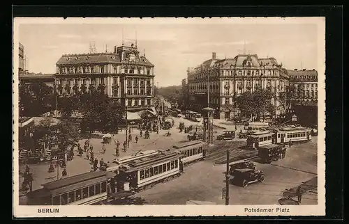 AK Berlin-Tiergarten, Potsdamer Platz mit Strassenbahn