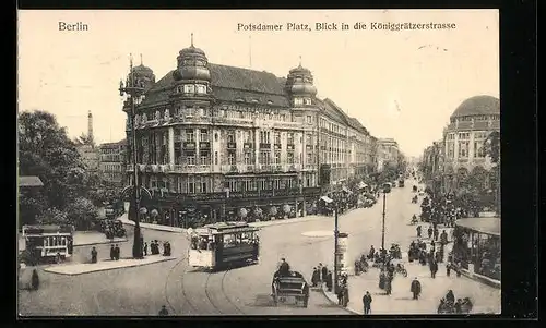 AK Berlin, Hotel Fürstenhof, Potsdamer Platz Ecke Königgrätzerstrasse mit Strassenbahn