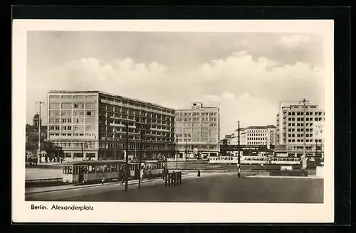 AK Berlin, Alexanderplatz mit Strassenbahn