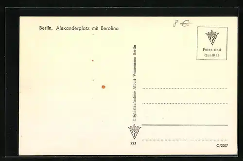 AK Berlin, Alexanderplatz mit Geschäften, Berolina und Strassenbahn