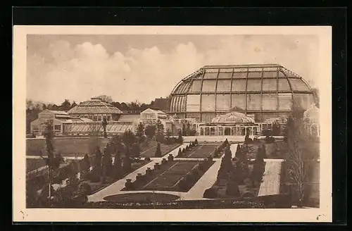 AK Berlin-Dahlem, Botanischer Garten, Schauhäuser mit italienischem Garten