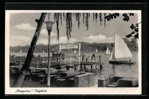 AK Berlin-Tegelort, Gasthaus Seegarten von Fritz Müller, Scharfenberger Str. 26