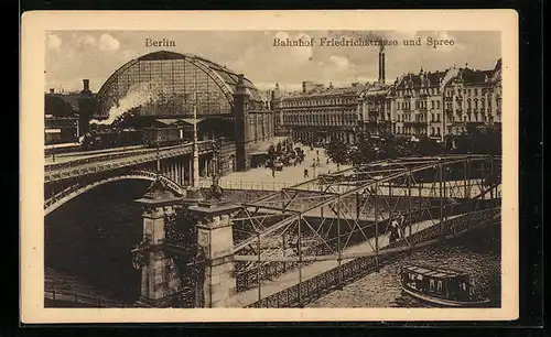 AK Berlin, Bahnhof Friedrichstrasse und Spree