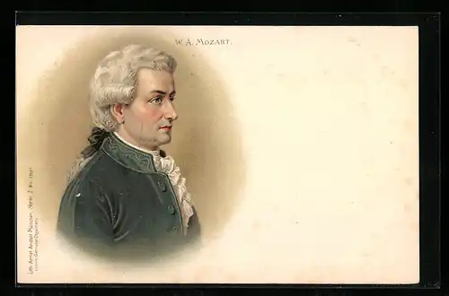 Lithographie Portrait des Komponisten W. A. Mozart