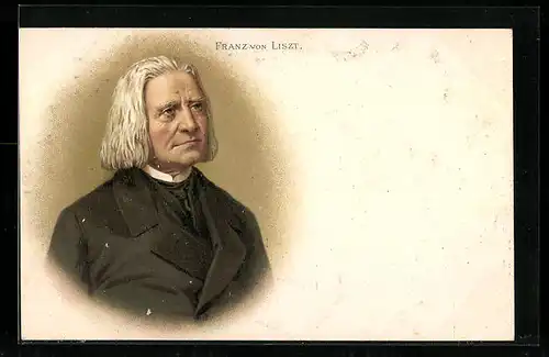 Lithographie Portrait des Komponisten Franz von Liszt