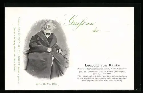 AK Gelehrter Leopold von Ranke, Bildnis und Lebenslauf
