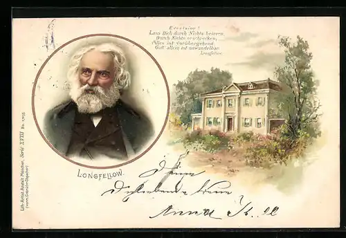 Lithographie Longfellow, Geburtshaus
