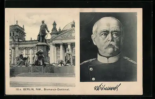 AK Berlin, Bismarck-Denkmal, Portrait des Fürsten