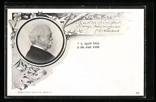 AK Gedenken an Bismarck, gestorben am 30.07.1898