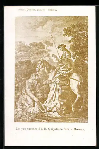 Künstler-AK Cervantes, D. Quijote en Sierra Morena
