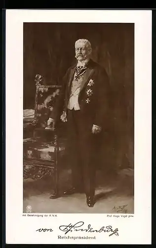 AK Porträt von Reichspräsident Paul von Hindenburg