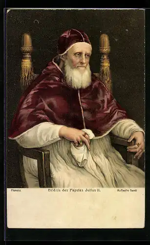 Künstler-AK Papst Julius II. im Stuhl sitzend