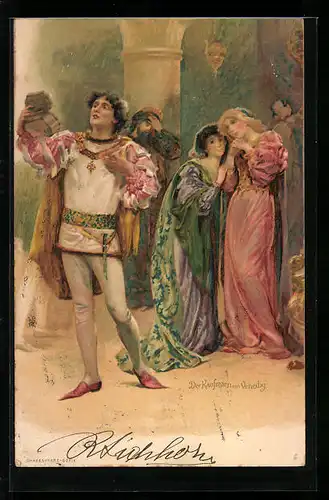 Lithographie Shakespeare, Szene aus Der Kaufmann von Venedig