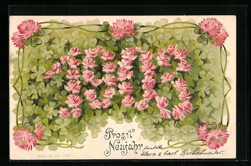 AK Jahreszahl mit Blumen und Kleeblättern, Neujahrsgruss 1903