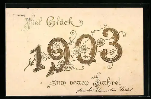 AK Jahreszahl 1903 mit Blüten