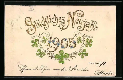 AK Jahreszahl 1905 mit Kleeblättern