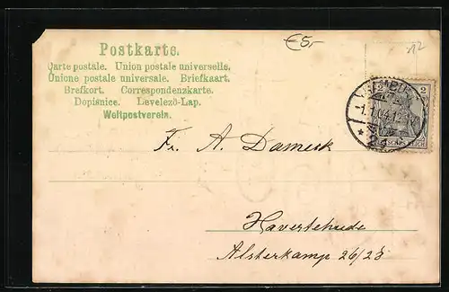 AK Jahreszahl 1904 mit Hufeisen und Kleeblättern