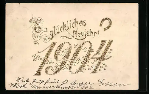 AK Glückliches Neujahr 1904 mit Hufeisen