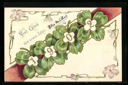 AK Jahreszahl 1902 auf Kleeblättern