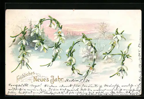 AK Jahreszahl 1904 in winterlicher Landschaft