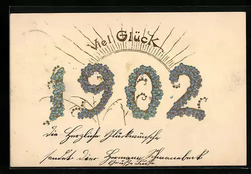 AK Jahreszahl 1902 mit Vergissmeinnicht