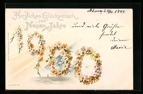 AK Jahreszahl 1900 aus Blüten