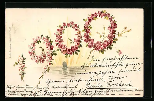 AK Jahreszahl 1900 aus Rosen