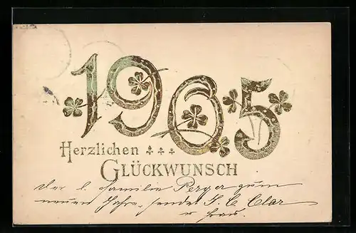 AK Jahreszahl 1905 mit Kleeblättern