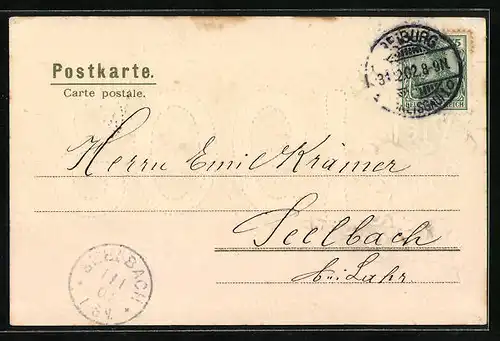 AK Jahreszahl 1903 mit Veilchen und Kleeblättern