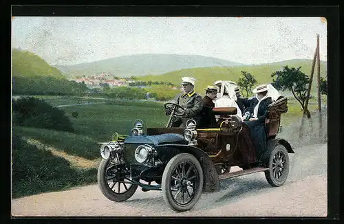 AK Auto, Familie beim Ausflug ins Grüne