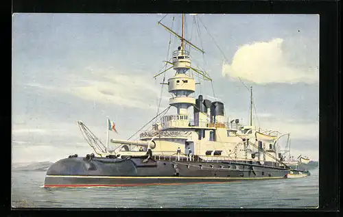 Künstler-AK Christopher Rave: Franz. Linienschiff Valmy, 1892