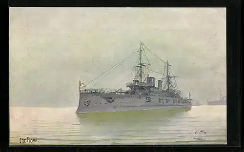 Künstler-AK Christopher Rave: Italienisches Linienschiff Regina Margharita, 1901