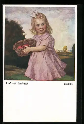 Künstler-AK Ludwig von Zumbusch: Lieselotte, Mädchen mit Äpfeln