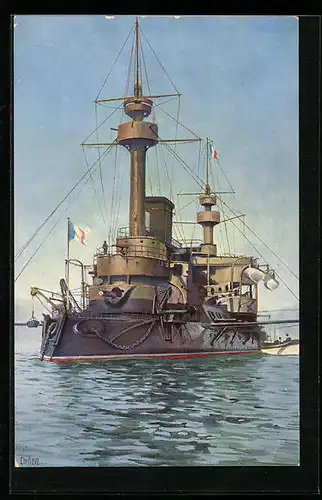 Künstler-AK Christopher Rave: Panzerschiff La Hoche, 1900