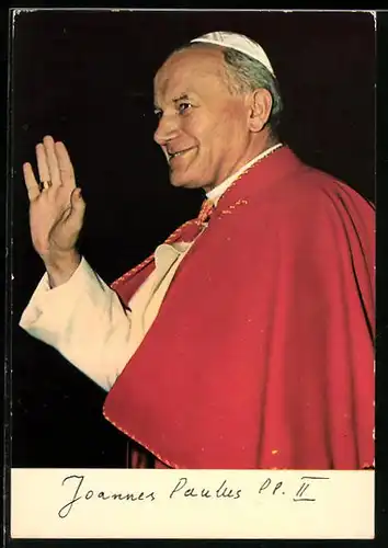 AK Papst Johannes Paul II. hebt grüssend den Arm