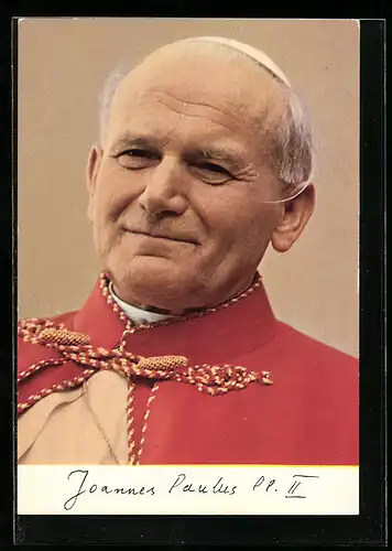 AK Papst Johannes Paul II. in rotem Ornat