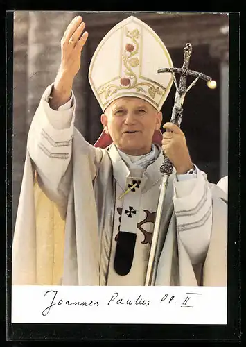 AK Papst Johannes Paul II. mit Mitra und Ferula