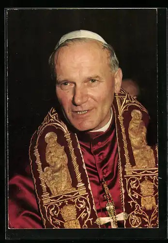 AK Papst Johannes Paul II. im roten Ornat