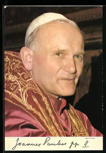 AK Papst Johannes Paul II. im roten Ornat