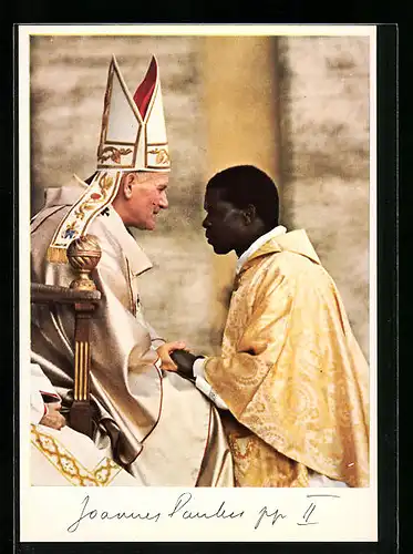 AK Papst Johannes Paul II. segnet einen Gläubigen
